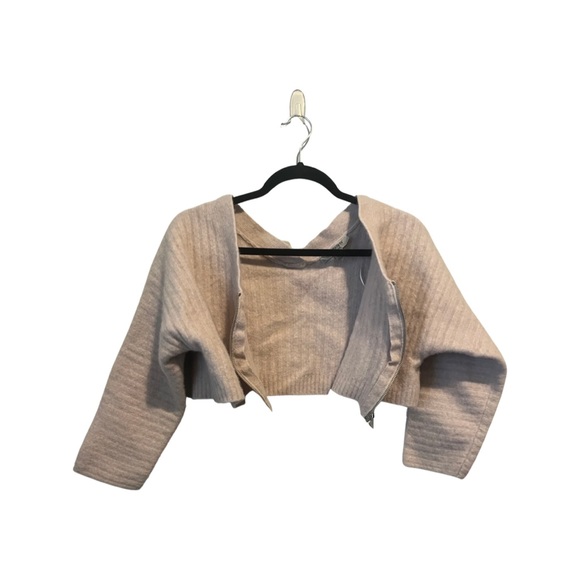 All Saints Enya Cardigan Blush Pink Ribbed Crop Wool Blend Size Medium - Picture 3 of 10